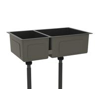 vidaXL Kitchen Sink Drop-in Utility Inset Sink Black Stainless Steel Plumbing