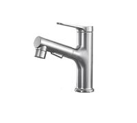 Kitchen Sink Faucet 304 Stainless Steel Hot and Cold Dual-use Wash Basin Universal Splash-Proof Telescopic Pull-Out Faucet Easy Installation(B1 Three Mode)