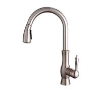 Kitchen Sink, Faucet, All Copper Bright Ribbon Pulls Out Spray Head, Kitchen Faucet, Cold Water Mixer, Single Handle Wire Drawing.