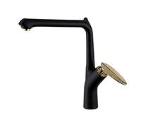 Kitchen Sink Faucet Brass Single Handle Single Hole Dishwashing Sink Taps with Hot and Cold Water Basin Mixer Tap Deck Mounted Wash Basin Faucet,Black+Gold