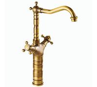 Kitchen Sink Faucet, Double Handle Single Hole Brass Faucet for Bathroom Sink and Kitchen(A)