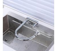 Kitchen Sink Faucet Folding Inside Window Swivel Brass Hot and Cold Water Kitchen Sink Faucet-Chrome Plated