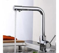 Kitchen Sink Faucet for Bar Farmhouse Commercial, 3 Way, Mixer Tap with Drinking Water Filter, Dual Handle Cold Hot Faucets, Retro Antique Brass Chrome Black(Cromo)