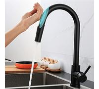 Kitchen Sink Faucet for Bar Farmhouse Commercial, 304 Stainless Steel, Pull Out Touch Sensor Water, Smart Induction Hot and Cold Mixer Tap, Faucets(Nero)