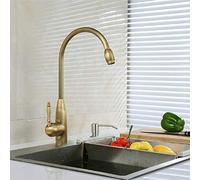 Kitchen Sink Faucet for Bar Farmhouse Commercial, Antique Brass Single Handle/Hole Kitchen Faucets, 360 Rotate Bathroom Basin Faucet, Cold Hot Water Mixer Sink Taps(C,with Hose Size 1-2)