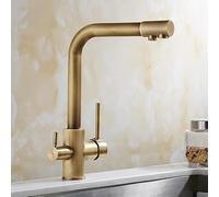 Kitchen Sink Faucet for Bar Farmhouse Commercial, Antique Bronze Faucets, 360 Rotate Swivel, Hot Cold Water Tap, Mixer(Style H-filter)