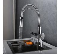 Kitchen Sink Faucet for Bar Farmhouse Commercial, Black Brass Kitchen Faucets, Pull Down Fixed Support 360 Rotate Kitchen Button to Sink Mixer Taps(Chrome,with Hose Size 9-16)