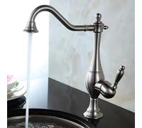 Kitchen Sink Faucet for Bar Farmhouse Commercial, Black Brass Retro Teapot Type, 360 Rotate Brushed Gold Mixer, Cold Hot Water Crane Taps(Brushed Nickel,with Hose Size 9-16)