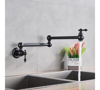 Kitchen Sink Faucet for Bar Farmhouse Commercial, Black Rotated Cold Water Tap, Solid Brass Basin Swivel Faucets, Wall Mounted Pot Filler(Matte Black)