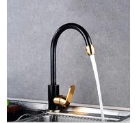 Kitchen Sink Faucet for Bar Farmhouse Commercial, Black/Silver Aluminum Faucets, 360 Rotate Single Handle, Cold Hot Water Mixer Taps(Nero,with Hose Size 3-8)
