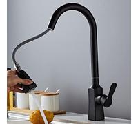 Kitchen Sink Faucet for Bar Farmhouse Commercial, Blacked Single Handle Pull Down White Tap, Hole, 360 Degree Black Faucets, Water Mixer(8343 Black)