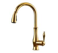 Kitchen Sink Faucet for Bar Farmhouse Commercial, Brass Bright Golden, Pull Out Water Tap, Single Handle Mixer, 360 Rotation Shower,Polish Golden