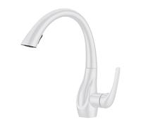 Kitchen Sink Faucet for Bar Farmhouse Commercial, Brass Faucets, Silver Single Handle Pull Out Tap, Hole Swivel 360 Degree Mixer Crane(Nero)