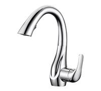 Kitchen Sink Faucet for Bar Farmhouse Commercial, Brass Faucets, Silver Single Handle Pull Out Tap, Hole Swivel 360 Degree Mixer Crane(Cromo)