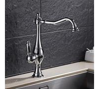 Kitchen Sink Faucet for Bar Farmhouse Commercial, Brass Water 360 Rotate Swivel Mixer, Single Hole Black Tap, Vessel(Cromo)