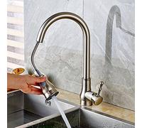 Kitchen Sink Faucet for Bar Farmhouse Commercial, Brushed Nickel Kitchen Faucet, Pull Out Kitchen Sink Hot Cold Water Tap, Single Lever Stream Sprayer Bathroom Kitchen FA-Black (Brushed Nickel)