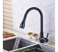 Kitchen Sink Faucet for Bar Farmhouse Commercial, Brushed Nickel Kitchen Faucet, Pull Out Kitchen Sink Hot Cold Water Tap, Single Lever Stream Sprayer Bathroom Kitchen FA-Black (Black)