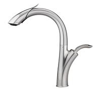 Kitchen Sink Faucet for Bar Farmhouse Commercial, Pull Out, Cold and Hot Tap, Black Single Hole Handle Swivel 360 Degree Water Mixer(83039s)