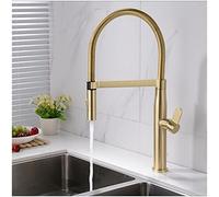 Kitchen Sink Faucet for Bar Farmhouse Commercial, Single Handle Pull Out Fauce,t Chrome Mixer Tap, 360 Degree Rotation Taps, Gold Brushed(Brushed Gold)