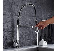 Kitchen Sink Faucet for Bar Farmhouse Commercial, Spring Pull Down Black Oil Brushed 360 Swivel Handheld Shower Mixer, Hot Cold 2 Outlet Tap Faucets