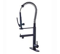 Kitchen Sink Faucet for Bar Farmhouse Commercial, Sturdy Pre Rinse Spring Pull Down, Single Handle with Sprayer, Black Bronze Out(Black and Plate)
