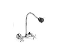 Kitchen Sink Faucet Hot Cold Mixed Taps Stretchable Shower Spray Type Wall Mount Bathroom