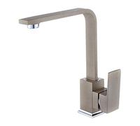 Kitchen Sink Faucet Kitchen Faucet Hot and Cold Water Mixer Square Type Copper Flat Tube Spray Paint Black Matte Quartz Stone Square Single Handle 7 Font,Beige
