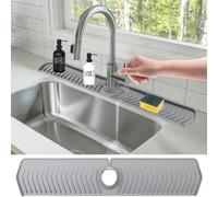 Kitchen Sink Faucet Mat 30in Silicone Foldable Splash Guard with Anti-Slip Texture Multi-Purpose Splash Guard for Kitchen (Grey)