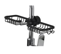 Kitchen Sink Faucet Organiser, Dish Sponge Holder, Stainless Steel Sink Rack, Over Sink Storage, Tidy Tap, Sink Organizer Rack for Kitchen and Bathroom. (Black-D)