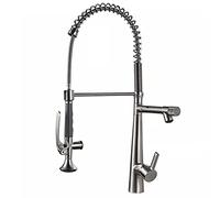 kitchen sink faucet Pull Out Kitchen Faucet 360° Swivel Spring Kitchen Sink Faucet with Pull Down Sprayer, Commercial Solid Brass Single Handle Hot and Cold Water Kitchen Mixer Tap,Black (Color :