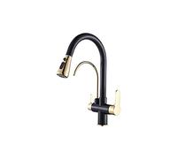 Kitchen Sink Faucet,Pull Out Spray 360 Rotation, Filtered Tap,Dual Handle Deck Mounted,for Home,Apartment,Large Hotel,Gold+Black(4)
