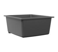 Kitchen Sink, Grey Granite, 38 x 44 x 20 cm, Built-in Sink with Draining Board and Siphon for Kitchen, Workshop, Garden, Camping, Rustproof, Scratch-Resistant, Square, Modern Sink