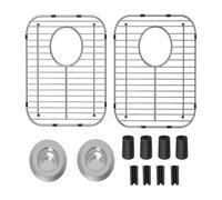 Kitchen Sink Grids Grate Protector, 2 Pack Stainless Steel Sink Mat with Rear Drain Hole & Rubber Feet, 13.12x11.81x0.98inch Sink Bottom Rack for Dishes Fruits Vegetables Drying