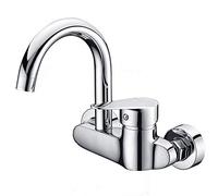 Kitchen Sink Hot and Cold Full Copper Faucets Tap Double Hole Single Handle Brass Faucet in-Wall Basin Vanity 360°Rotatable Chrome Mixer Taps Vessel Faucet