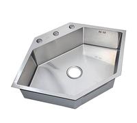 Kitchen Sink Kitchen Sink Diamond Shape Hexagonal Slot Stainless Steel Sink Handmade Sink Single Tank Kitchen Single Basin Sink with Drain Pipe (Color : A, Size : 70 * 50Cm)