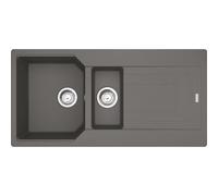 Kitchen Sink Made of Granite (Fragranite) with Single and a Half Bowl from Franke Urban UBG 651-100 - Stone Grey - 114.0685.236