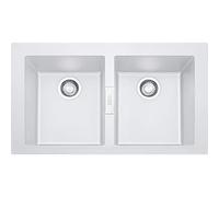 Kitchen Sink Made of Tectonite with A Double Bowl Sirius SID 620 - White Polar