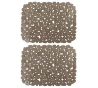 Kitchen Sink Mat 2 Pack Reusable PVC Non-Slip Liner Pebble Texture Drainage Pad for Dish Drying 30x40cm Cuttable Black Grey(Grey)