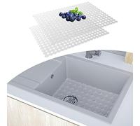 Kitchen Sink Mat - 2Pack Adjustable Sink Protector Mat for Kitchen Ceramic/Stainless Steel Sink - Fast Draining Sink Mats for Bottom of Kitchen Sink - Easy to Clean & DIY Cut (Clear)