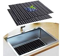 Kitchen Sink Mat - 2Pack Adjustable Sink Protector Mat for Kitchen Ceramic/Stainless Steel Sink - Fast Draining Sink Mats for Bottom of Kitchen Sink - Easy to Clean & DIY Cut (Black)