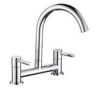 Kitchen Sink Mixer Tap,2 Hole Kitchen Mixer Tap,Dual Lever Bridge Faucet ,180mm Centres Deck Mounted,1/4 Turn,Swivel