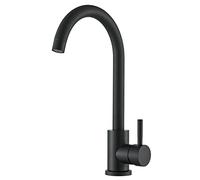 Kitchen Sink Mixer Tap Black Kitchen Taps Stainless Steel High Arc 360º Swivel Spout Single Lever Mixer Tap for Kitchen 1 Hole