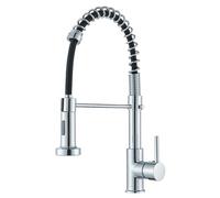 Kitchen Sink Mixer Tap, Galvanised Kitchen Mixer Tap with Pull-Down Spray, High arc, Swivelling 360°, Brass