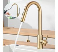 Kitchen Sink Mixer Tap Pull Out Mono Swivel Spray Spout Single Lever Gold