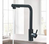 Kitchen Sink Mixer Tap Pull Out Spray Head Mono Single Lever Black Tap+Hose