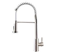 Kitchen Sink Mixer Tap, Pull-Out Sprayer with Dual Function Hot/Cold and Monobloc Single Lever, Stainless Steel and Plastic, Silver/Black, 52.5cm Height (Black)