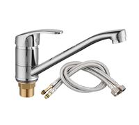 Kitchen Sink Mixer Tap Single Lever with 2X Hoses 60cm,Pull Out Kitchen Tap with Long Swivel Spout,Single Handle Sink Mixer Tap Brushed Nickel