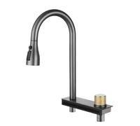 Kitchen Sink Mixer Tap Stainless Steel Waterfall Faucet Single Bowl Sink Vegetable Basin Rain Pull Faucet Double Hole Pull Rain