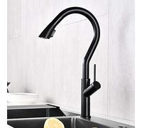 Kitchen Sink Mixer Tap with Pull Down Sprayer,Kitchen Taps Brass Water Column and Shower Mode Hot and Cold Retractable 360° Rotation Kitchen Sink Tap Question Mark-Black