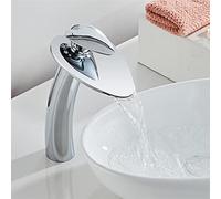 Kitchen Sink Mixer Taps Bathroom Waterfall Faucet, Bath Basin Cold and Hot Water Tap, Single Handle Deck Mounted Finish Brass Tap for Balcony Laundry, Chrome